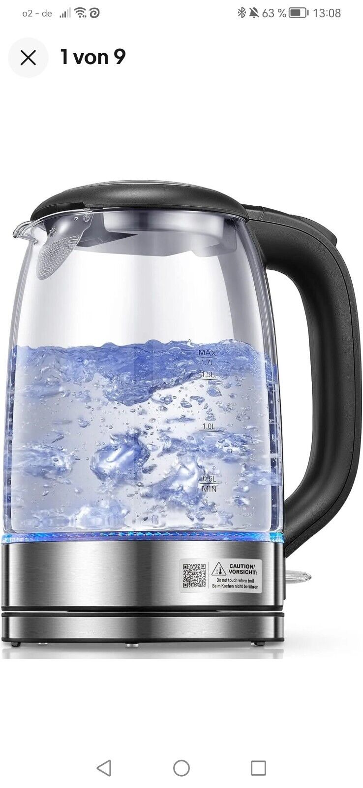 (Bild für) Wasserkocher, 1,7 l Glas Teekocher mit Edelstahlfilter & Innendeckel